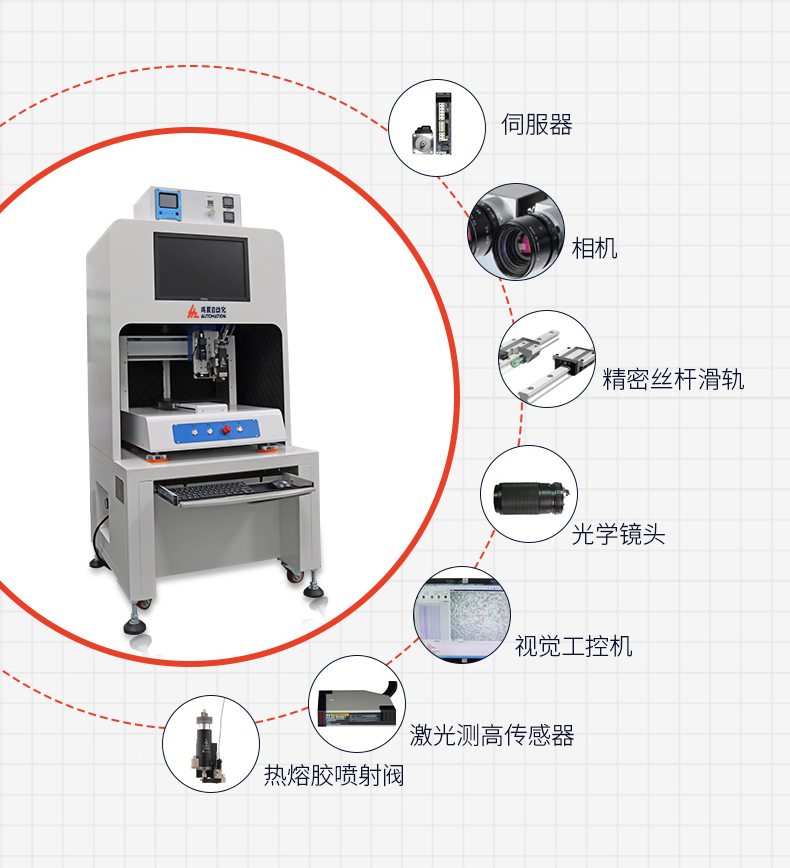 300ML热熔胶压电阀视觉点胶机-鸿展自动化-自动视觉点胶机|灌胶机|螺丝机|焊锡机|自动化设备批发